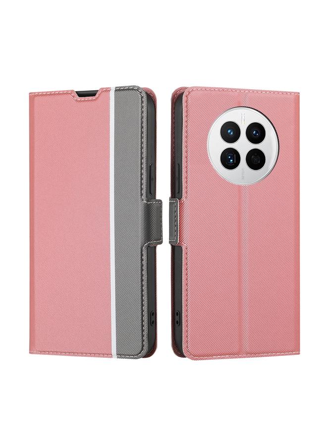 اس-توب جراب لهاتف Huawei Mate 50 مصنوع من الجلد بمشبك جانبي من نسيج قطني - Image 1