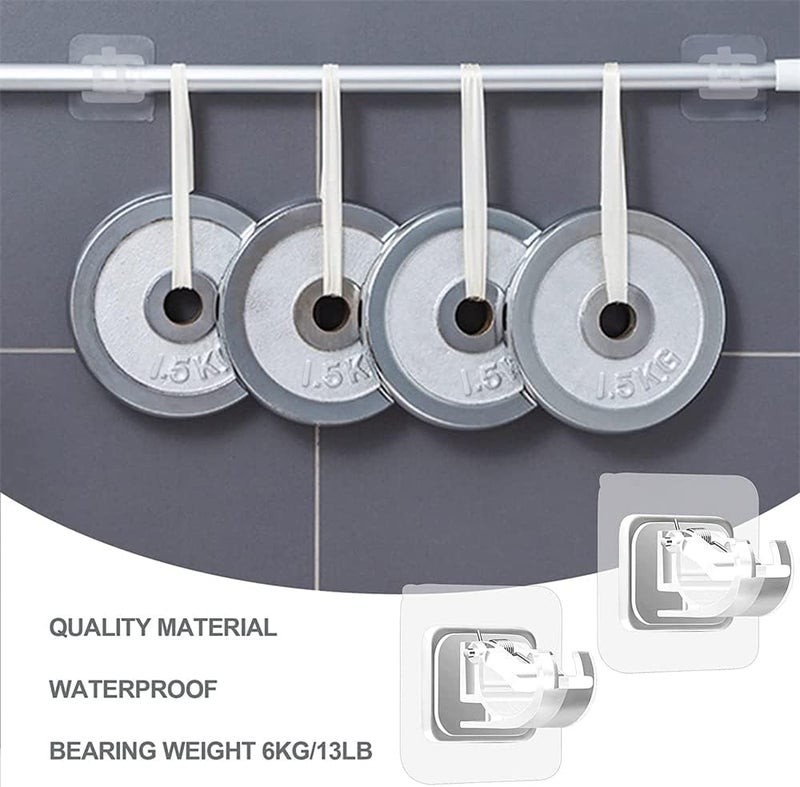 neotimely 6Pcs No Drill Curtain Rod Brackets, Self Adhesive Curtain Rod Holder Hooks, Adjustable Curtain Rod Hooks Curtain Hangers, Wall Mount Curtain Rod Holder Suitable for Poles of 0.4-0.78 Inch(Transparent) - Image 3