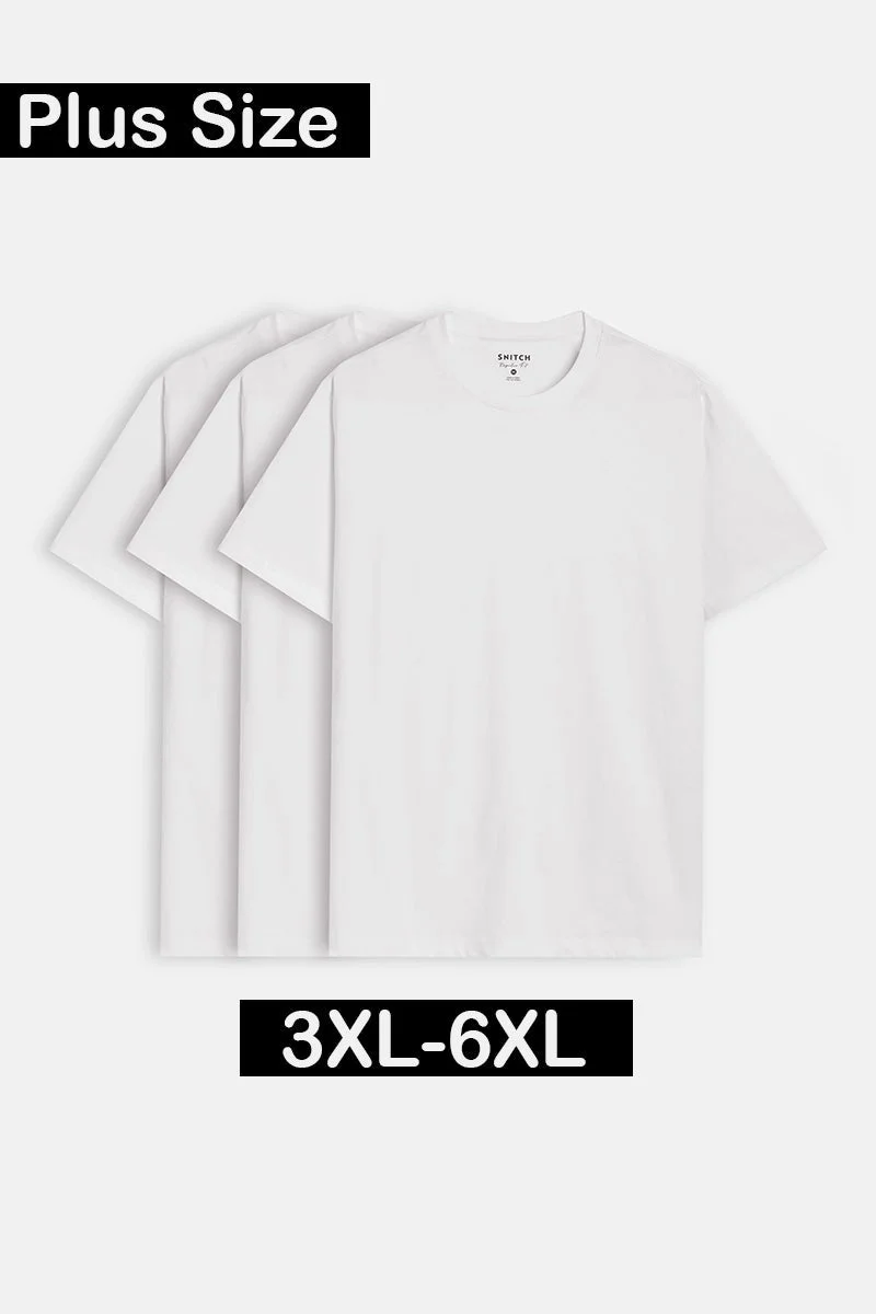 سنيتش White Regular Fit Pack of 3 Plus Size T-Shirt
