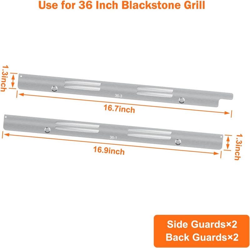 Demao Wind Guard for Blackstone 36" Griddle, Stainless Steel Magnetic Wind Screens for Blackstone, Griddle Heat Guard Protect Flame Hold Heat, Compatible with Cover Hood(Silver) - Image 2