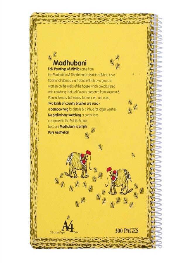 BOSCO® Madhubani Spiral Notebook A4 Size | 300 Pages, 70 GSM Smooth Paper | Handmade-Inspired Artistic Design | Spiral Bound Diary & Journal for Office, School, Writing & Personal Use - Image 3