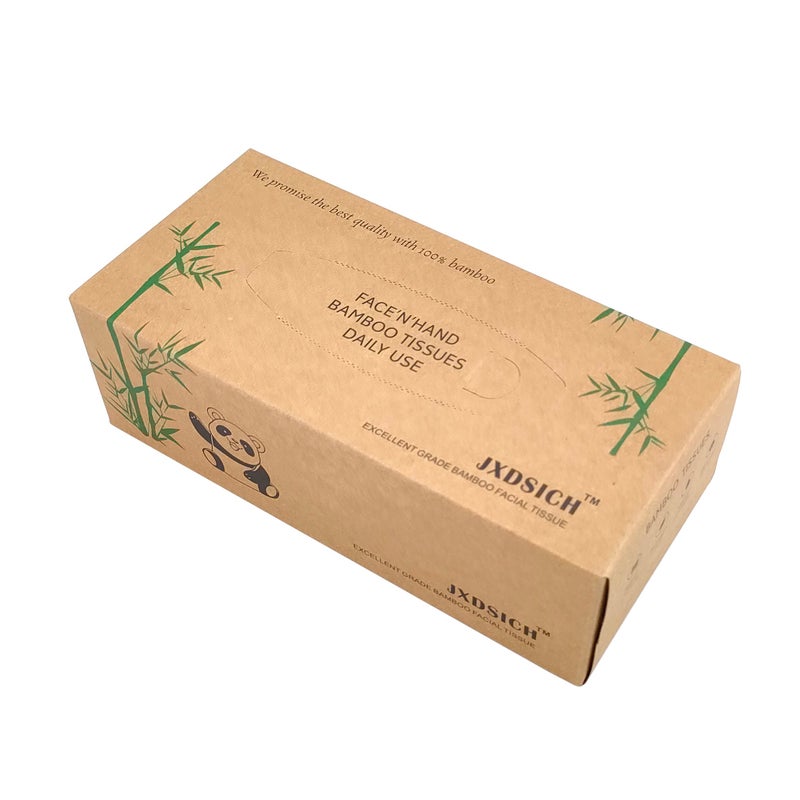 JXDSICH Bamboo Facial Tissuesï¼Œsoft nature bamboo facial tissue,100% virgin bamboo,Bulk carton of 8 boxes (100 Tissues per boxes,800 Tissues Total) | kraft paper Box, 3 Ply tissues - Image 3
