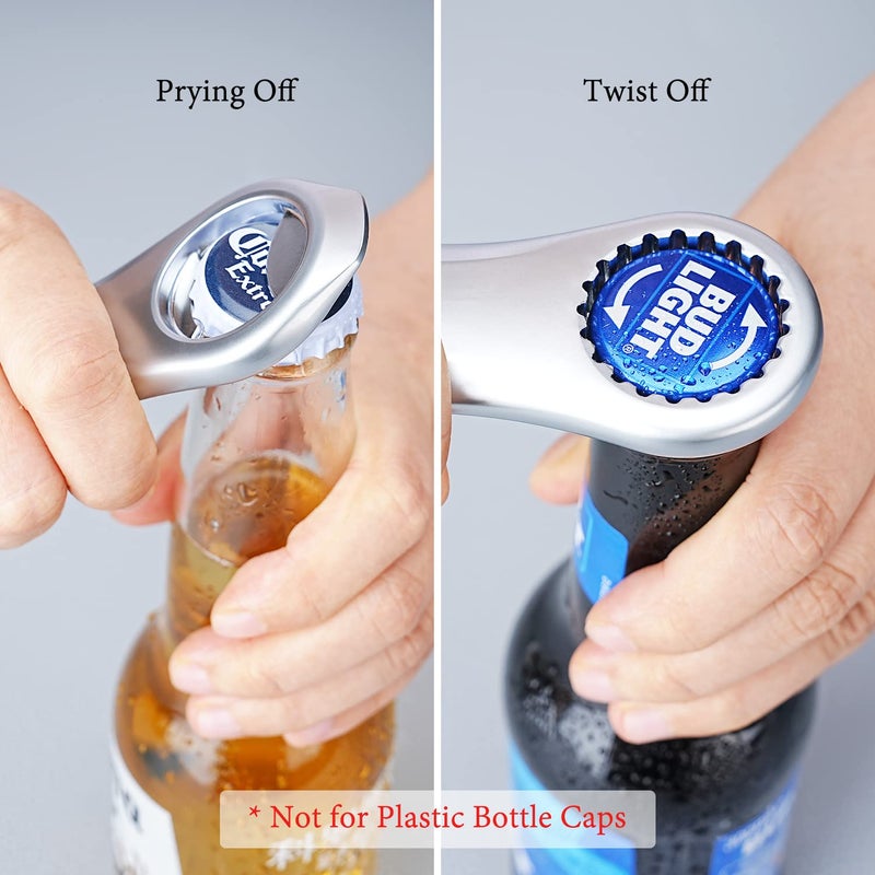 KITCHENDAO Magnetic Beer Bottle Opener for Refrigerator, Twist-off/Pry-off Opener, Pop-can Opener, Heavy Duty Steel Die-Cast Construction with Magnets, Stick to Fridge for Easy Storage, Gift for Men - Image 3