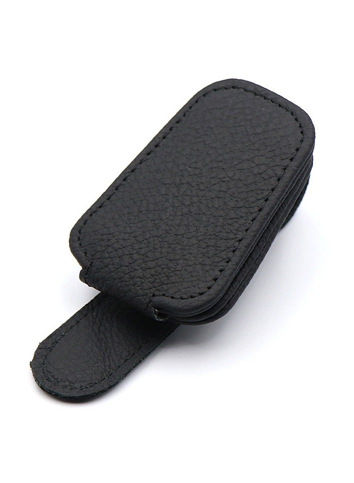 Generic Car sunglasses frame sun visor, sunglasses clip, magnetic leather glasses car glasses hanger clip, car glasses frame, ticketing business card holder eye frame car sun visor accessories suitable for most vehicles  - Image 3