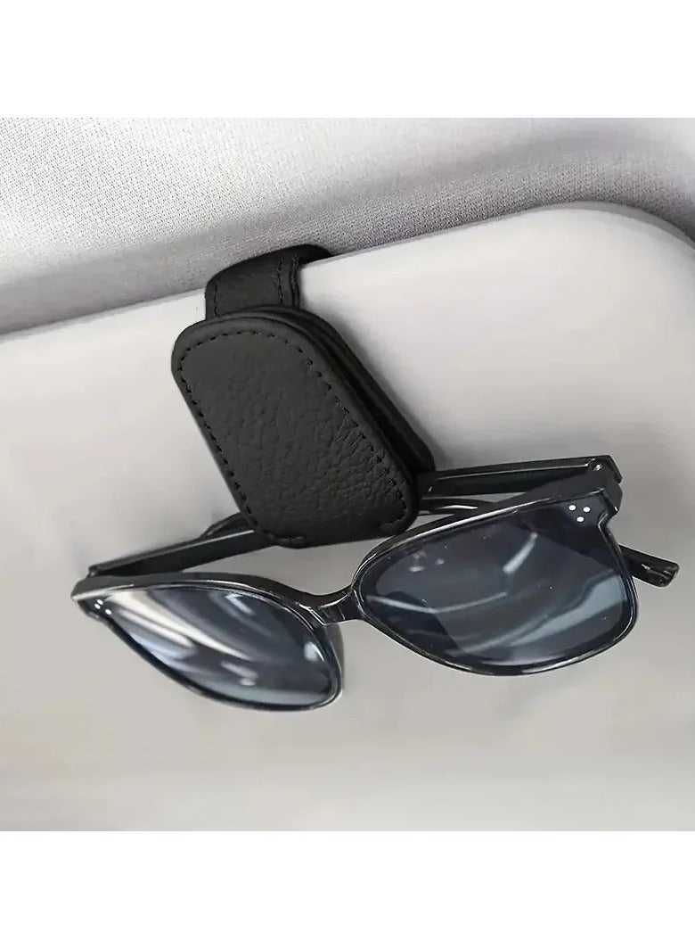 Generic Car sunglasses frame sun visor, sunglasses clip, magnetic leather glasses car glasses hanger clip, car glasses frame, ticketing business card holder eye frame car sun visor accessories suitable for most vehicles  - Image 4