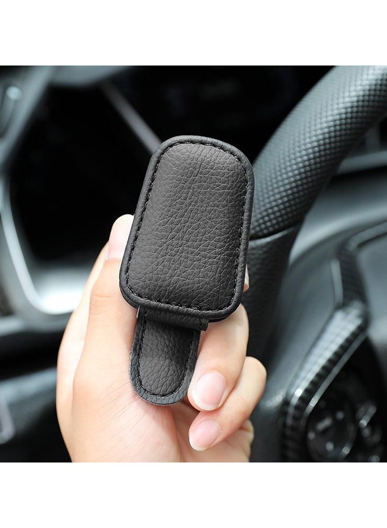Generic Car sunglasses frame sun visor, sunglasses clip, magnetic leather glasses car glasses hanger clip, car glasses frame, ticketing business card holder eye frame car sun visor accessories suitable for most vehicles  - Image 2
