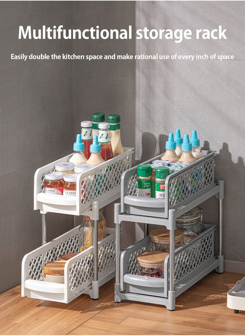 LOOPITYS Drainage trough, bathroom storage rack, plastic kitchen storage rack, pull-out desktop storage rack, adjustable Material storage  - Image 2