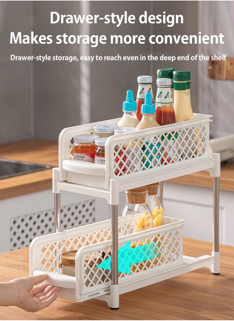 LOOPITYS Drainage trough, bathroom storage rack, plastic kitchen storage rack, pull-out desktop storage rack, adjustable Material storage  - Image 5