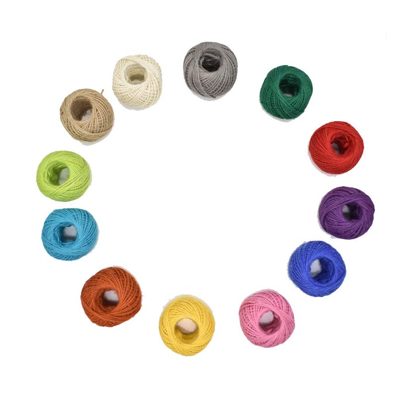 ريناشد خيوط الجوت 12 حزمة 3 طبقات 12 لونًا للأعمال الفنية وتغليف الهدايا سلسلة خيوط الهدايا 33 ياردة لكل لفة - Image 5