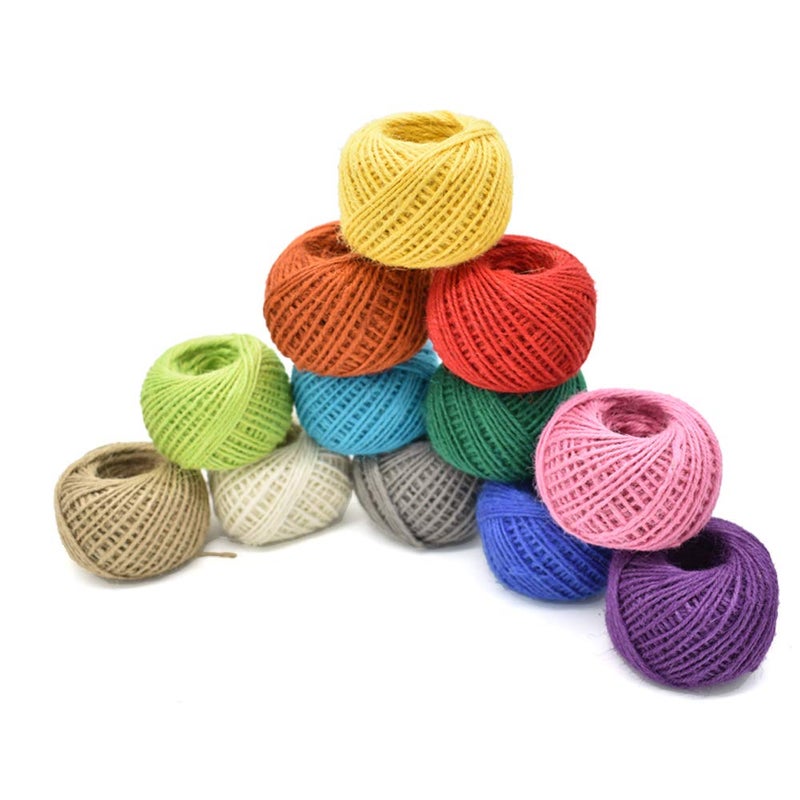 ريناشد خيوط الجوت 12 حزمة 3 طبقات 12 لونًا للأعمال الفنية وتغليف الهدايا سلسلة خيوط الهدايا 33 ياردة لكل لفة - Image 2