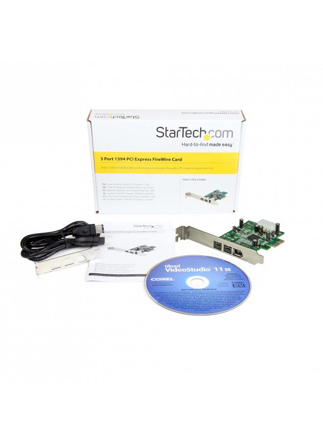 StarTech.com 3 Port 2b 1a 1394 PCI Express FireWire Card Adapter - 1394 FW PCIe FireWire 800 / 400 Card (PEX1394B3) - pzsku/ZB01F0778E96830663E1EZ/45/_/1732280658/2d5cf75b-f981-40c4-ae84-985677557c5c