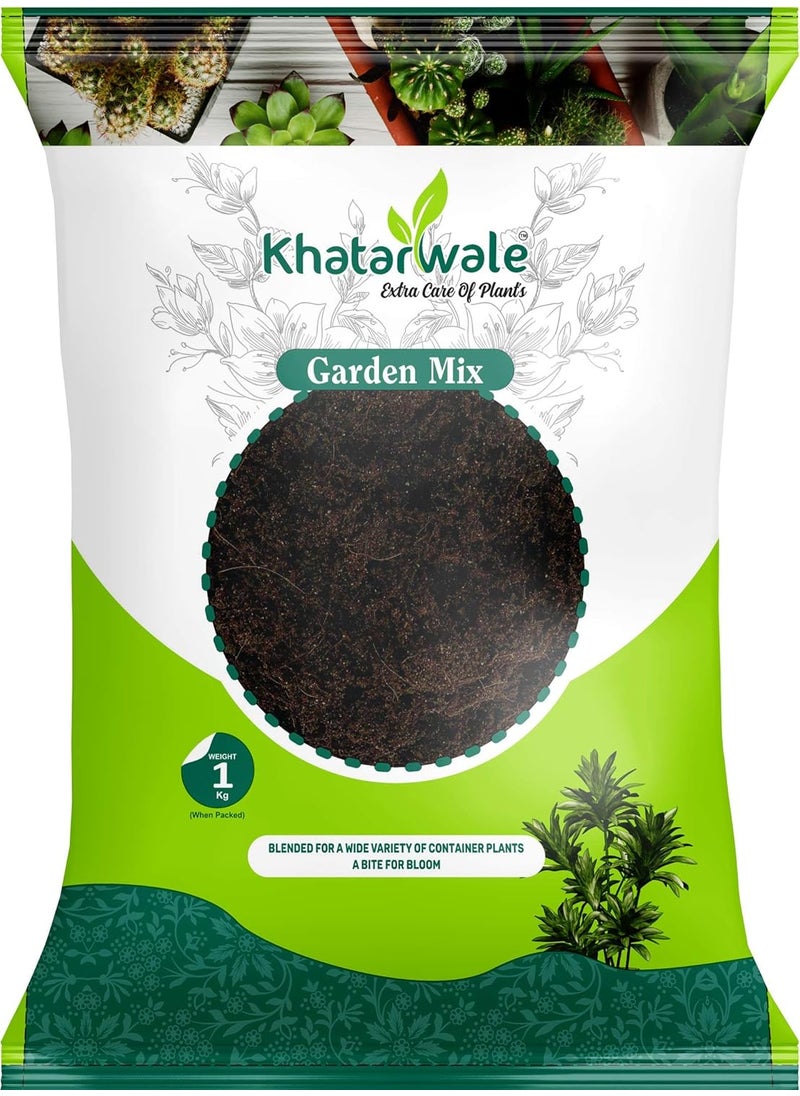 KHATARWALE - EXTRA CARE OF PLANTS Khatarwale Organic Garden Mix 900g Enriched with Vermicomost Ready to Use Compost for Kitchen Terrace Garden Lawn Landscapes  - Image 1