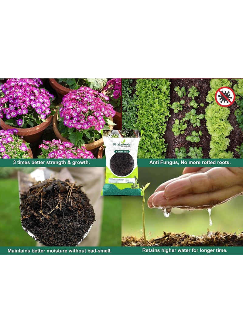 KHATARWALE - EXTRA CARE OF PLANTS Khatarwale Organic Garden Mix 900g Enriched with Vermicomost Ready to Use Compost for Kitchen Terrace Garden Lawn Landscapes  - Image 3