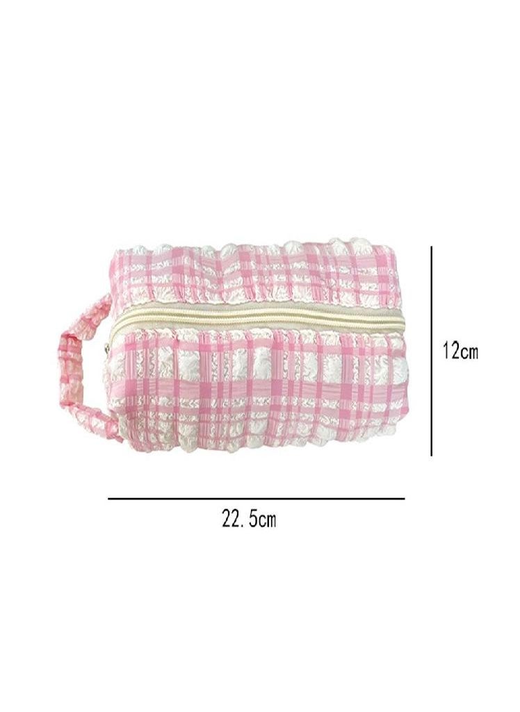 Eckek - Storage Bags Large Capacity Seersucker Cosmetics Bag Stationery Bag Pencil Pouch Pencil Case - Image 1