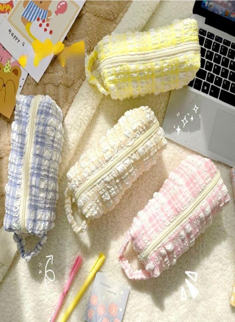 Eckek - Storage Bags Large Capacity Seersucker Cosmetics Bag Stationery Bag Pencil Pouch Pencil Case - Image 1