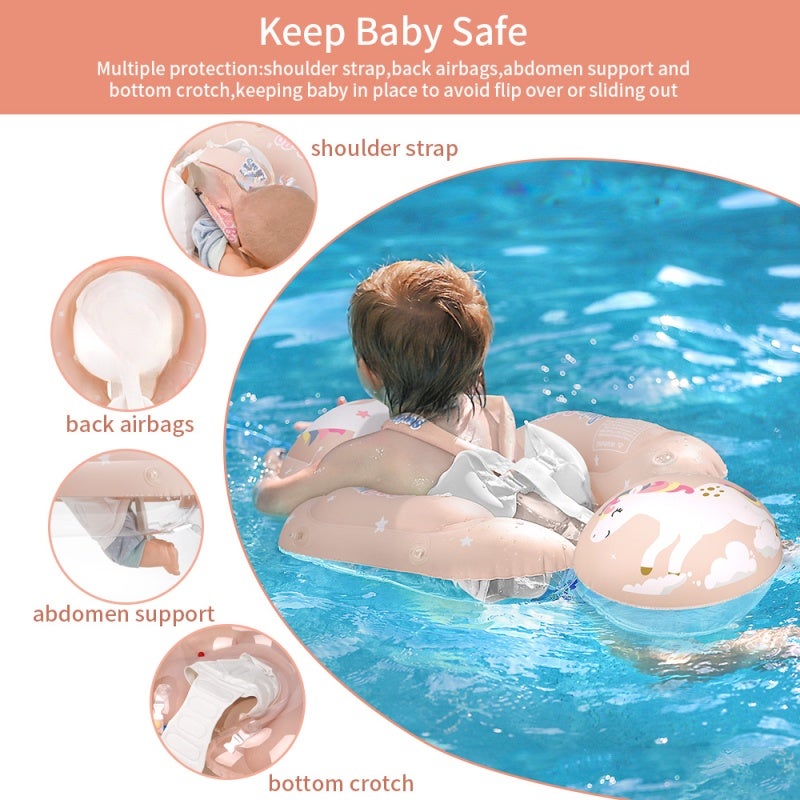 SwimBoBo Inflatable Baby Swimming Float Baby Swim Float Ring Cute Baby Pool Float Pool Toys for 6-30 Months Baby Boys Girls Swim Trainer Float with Mini Air Pump + Sun Canopy - Image 5