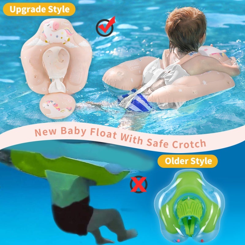 SwimBoBo Inflatable Baby Swimming Float Baby Swim Float Ring Cute Baby Pool Float Pool Toys for 6-30 Months Baby Boys Girls Swim Trainer Float with Mini Air Pump + Sun Canopy - Image 4