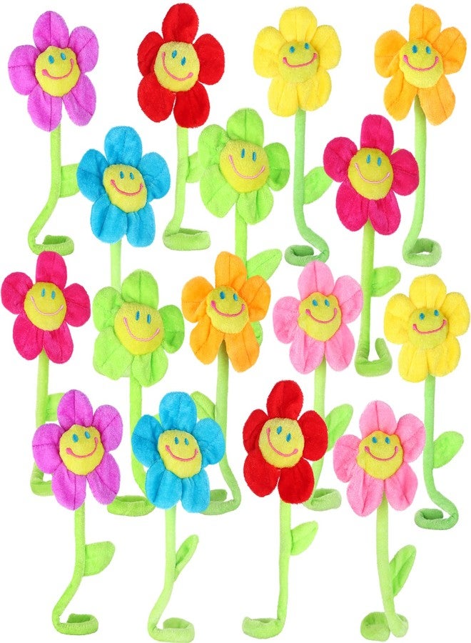 SUSHAFEN 16Pcs Artificial Plush Sunflower Daisy Flower Toy Bendable Curtain Buckle Tiebacks Birthday Wedding Party Gift Decor Fairy Wands Stick Performance Props Novelty School Prize Gifts - Image 1