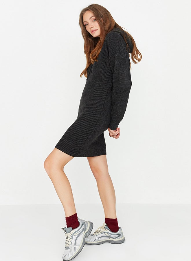trendyol Anthracite Anthracite Mini Knitwear Dress TWOAW23EL00075 Dress TWOAW23EL00075  - Image 2