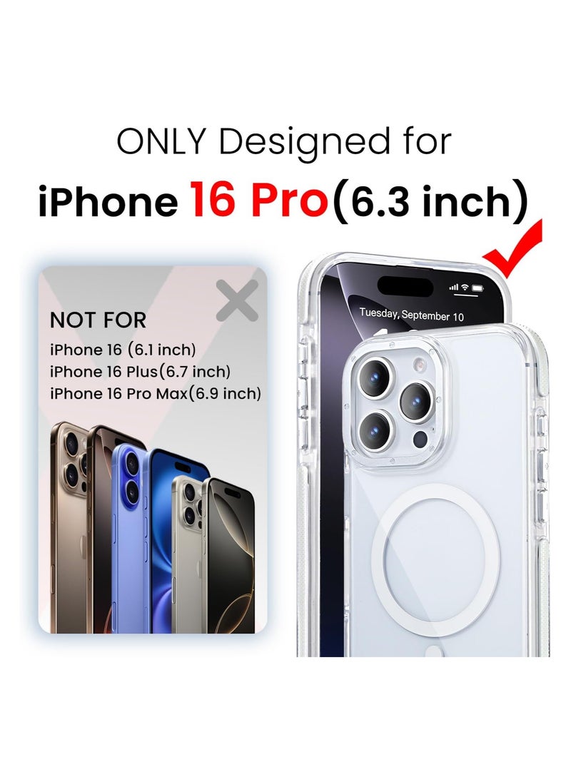 Package 3 in 1 For iPhone 16 Pro, Clear Case with Screen Protector & Lens Protector, Compatible with Magsafe, High-Grade Protection & Anti-Yellowing, Magnetic Case for iPhone 16 Pro, Transparent