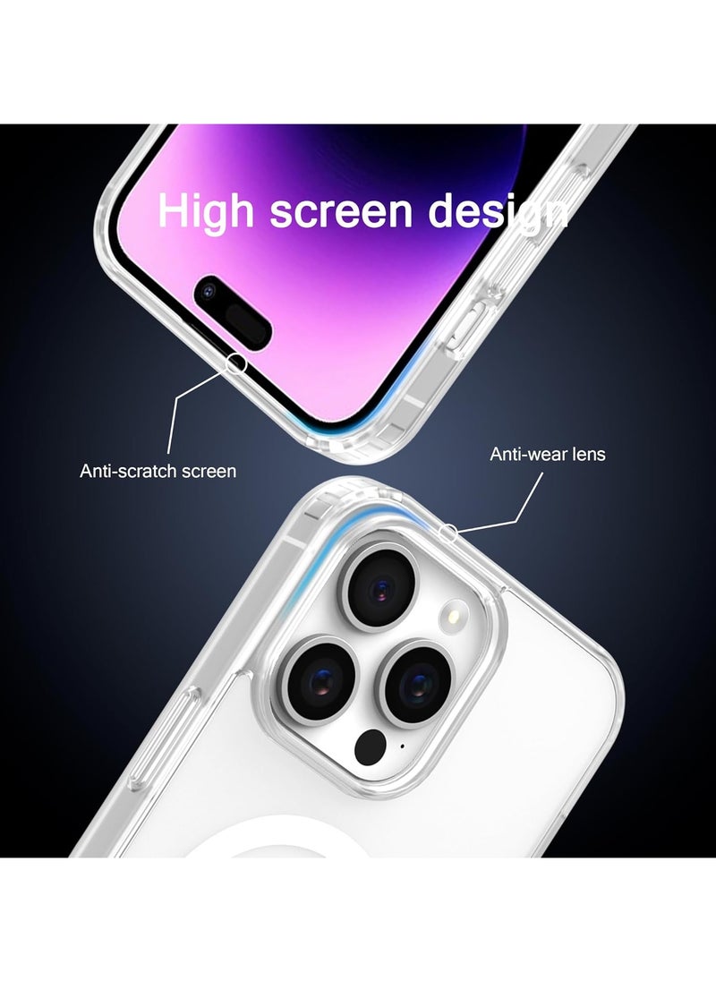 Package 3 in 1 For iPhone 16 Pro, Clear Case with Screen Protector & Lens Protector, Compatible with Magsafe, High-Grade Protection & Anti-Yellowing, Magnetic Case for iPhone 16 Pro, Transparent