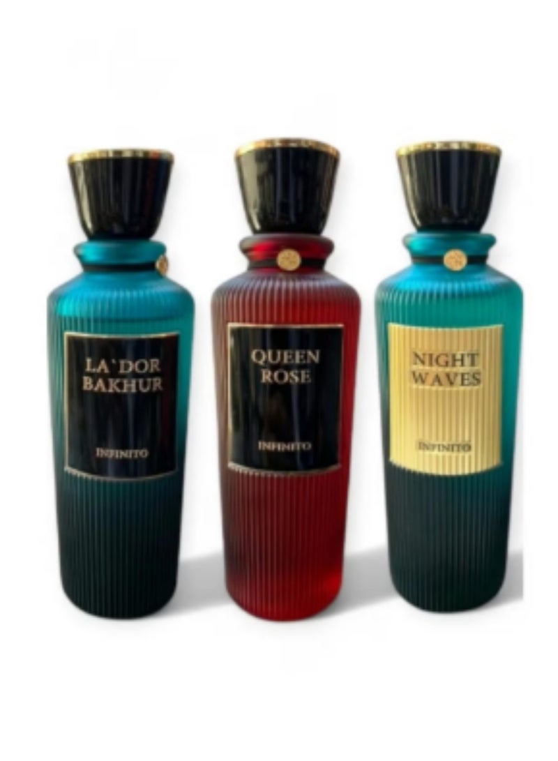 انفينيتو مجموعة عطور إنفينيتو, كوين روز, لادور بخور, نايت ويفس, بارفيوم للجنسين (3 في 200مل) - Image 2