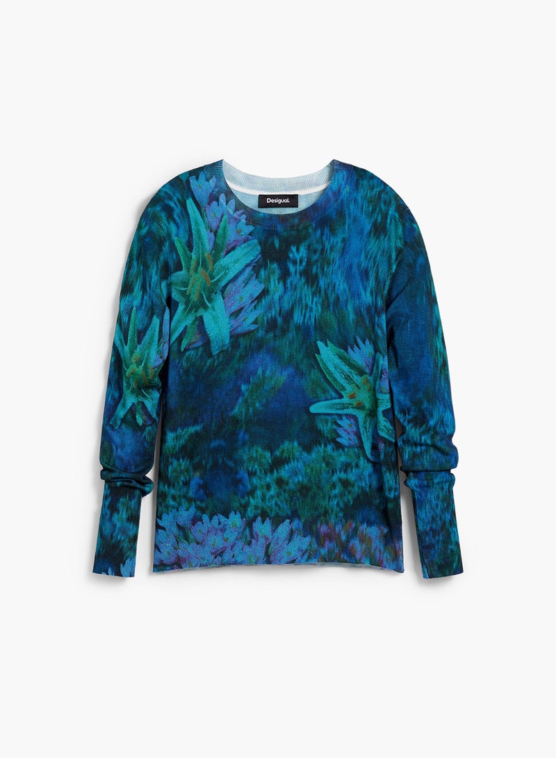 DESIGUAL Fine-Knit Jumper With Regular Fit Round Neck And Floral Print - Image 5