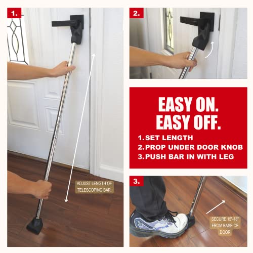 SECURITYMAN Door Security Bar, SECURITYMAN 2 in 1 Adjustable Door Stoppers Security Bar & Sliding Door Security Bar - Heavy Duty Door Lock Stick Jammer for Apartment, Dorm, Front Door Inside Safety Must Haves - Image 4