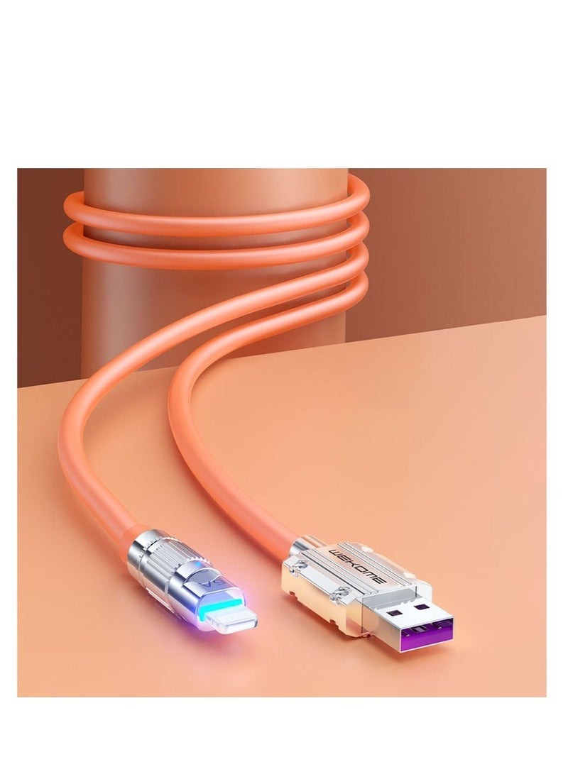 Captaintech Silicone Charging Cable, 3.28ft 100W Fast Charge Cable Support Data Transfer Type C to C Cable Suitable for Smartphones, Tablets, Game Consoles, laptops (1M, Orange) - Image 1