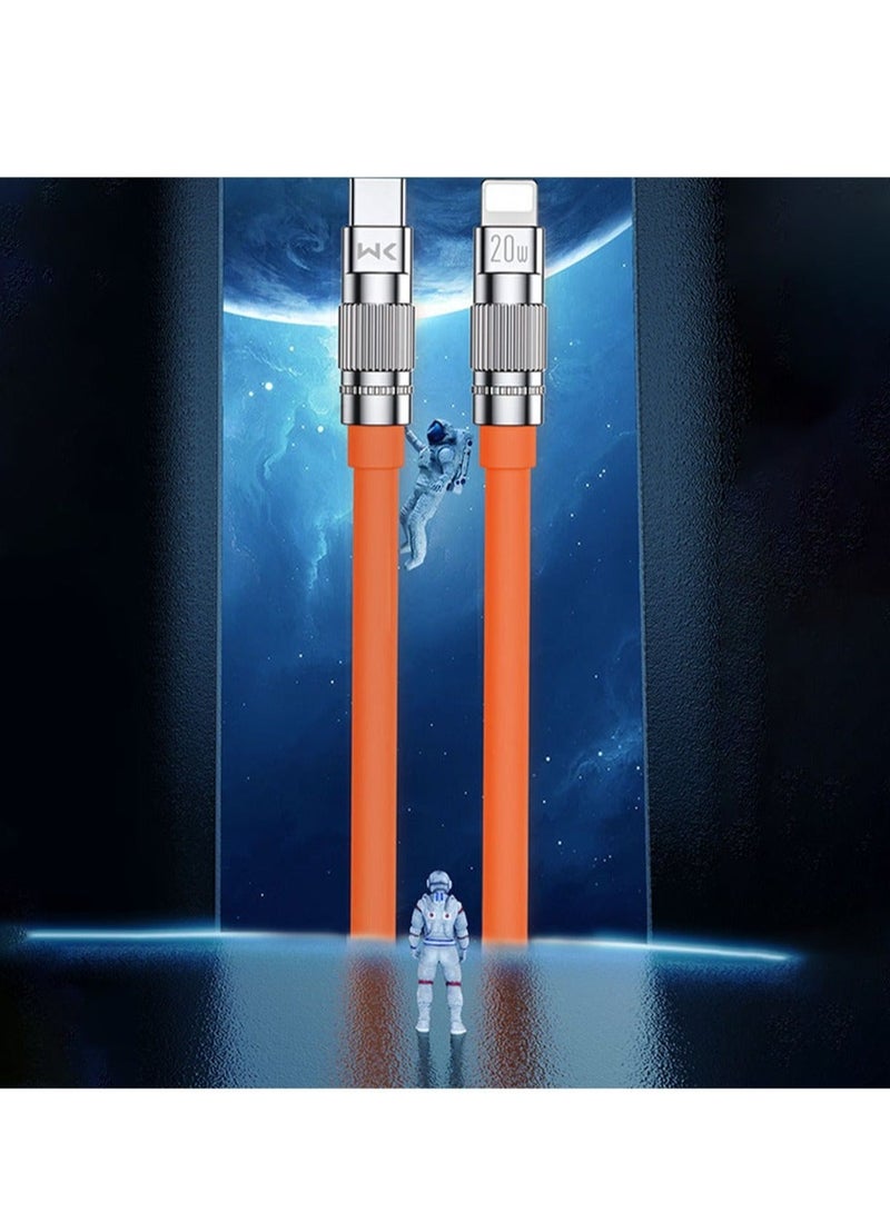 Captaintech Silicone Charging Cable, 3.28ft 100W Fast Charge Cable Support Data Transfer Type C to C Cable Suitable for Smartphones, Tablets, Game Consoles, laptops (1M, Orange) - Image 2