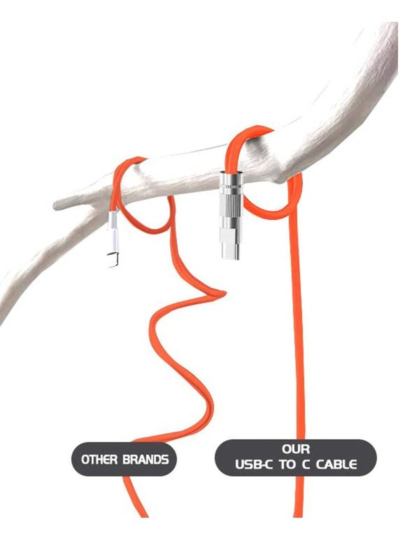 Captaintech Silicone Charging Cable, 3.28ft 100W Fast Charge Cable Support Data Transfer Type C to C Cable Suitable for Smartphones, Tablets, Game Consoles, laptops (1M, Orange) - Image 3