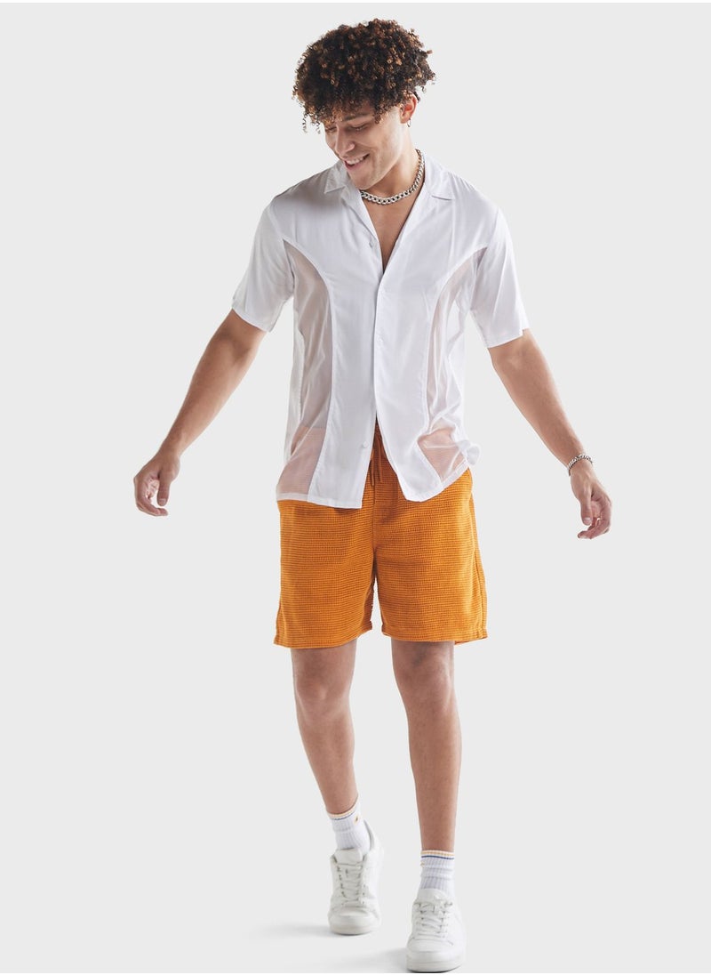 FAV Mesh Panelled  Regular Fit Shirt  - Image 4