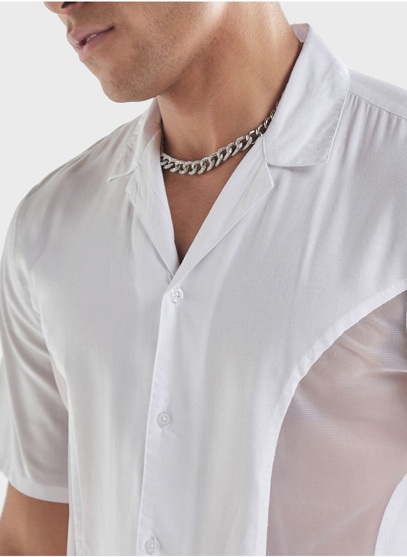 FAV Mesh Panelled  Regular Fit Shirt  - Image 3