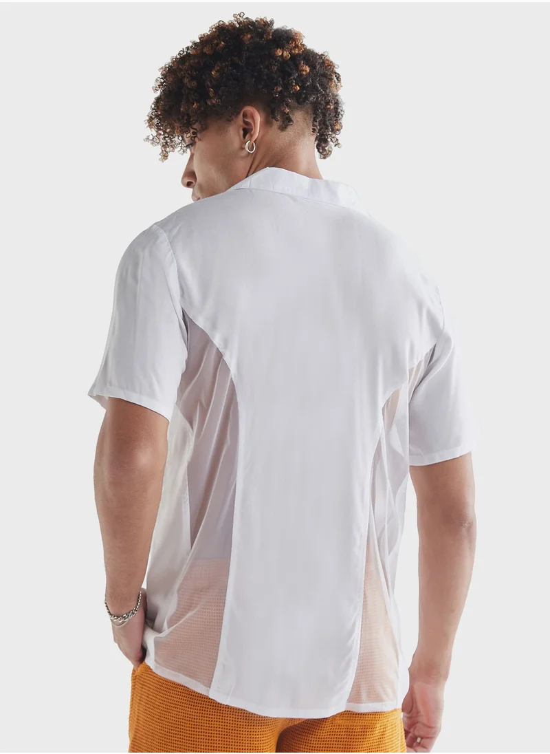 فاف Mesh Panelled  Regular Fit Shirt