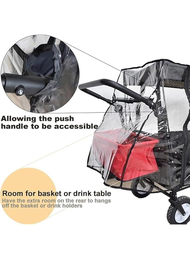 Rain Cover for Wagon Universal Clear Plastic Awning for Collapsible Beach Folding Utility Kids Grocery Push Stroller Wagon Cart Accessories Foldable - Image 2