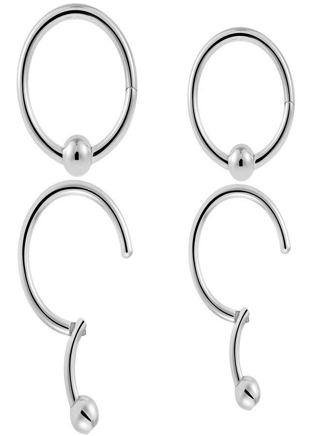 NewkeepsR 2 Pairs-16G(1.2mm) Implant Grade Steel Hinged Clicker Captive Bead Segment Rings, Setpum Hoop Earrings Piercing Jewelry-Diameter(8mm/10mm) - Image 1
