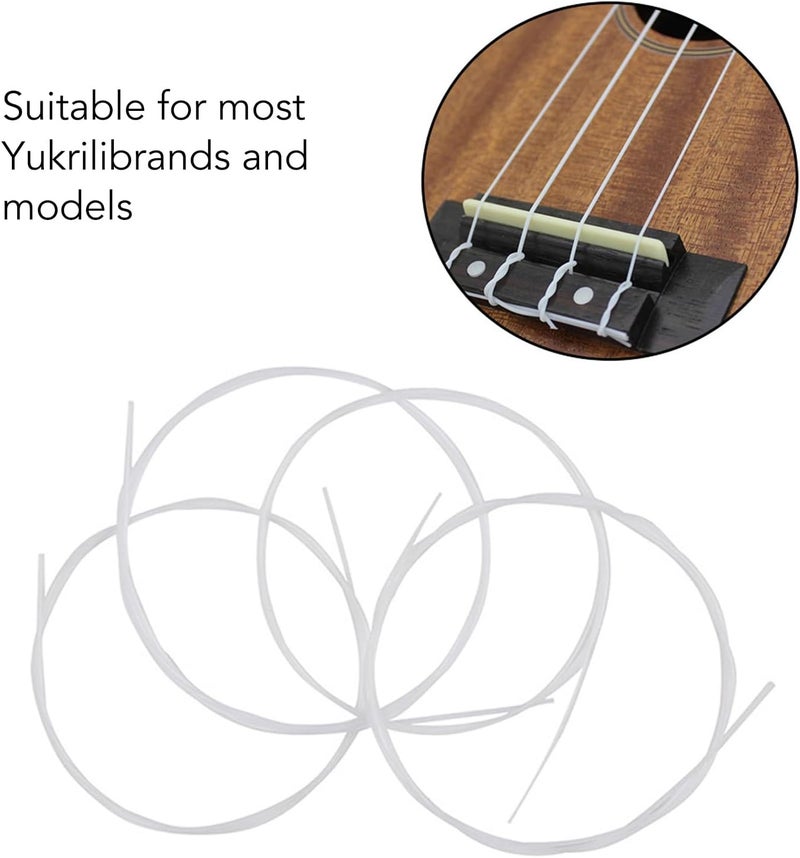 مجموعة أوتار الأكورديون (Ukulele) مكونة من 4 قطع، من النايلون، صوت واضح وجميل، سهلة التركيب، لأغراض الإصلاح، باللون الأبيض. - Image 3
