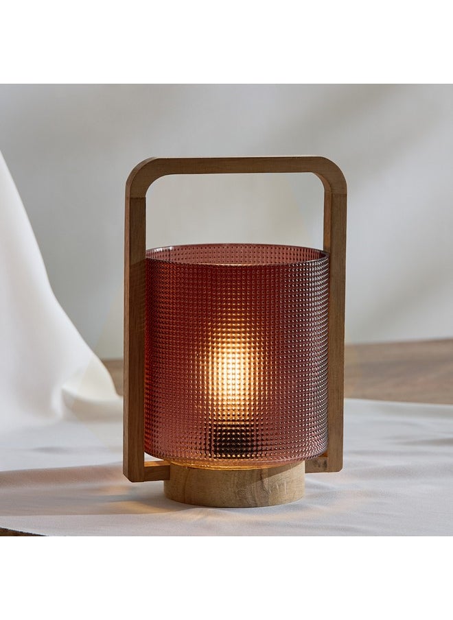 Auden Textured Glass Lantern with Wooden Handle 13.7 x 23 x 11.8 cm - pzsku/ZB01F94B6C195710D18EAZ/45/_/1733460286/b095c616-b632-4722-9fc1-a492dc6f9104