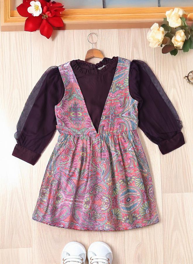 بيلا مودا فستان بطبعات وأجزاء متباينة - Image 1