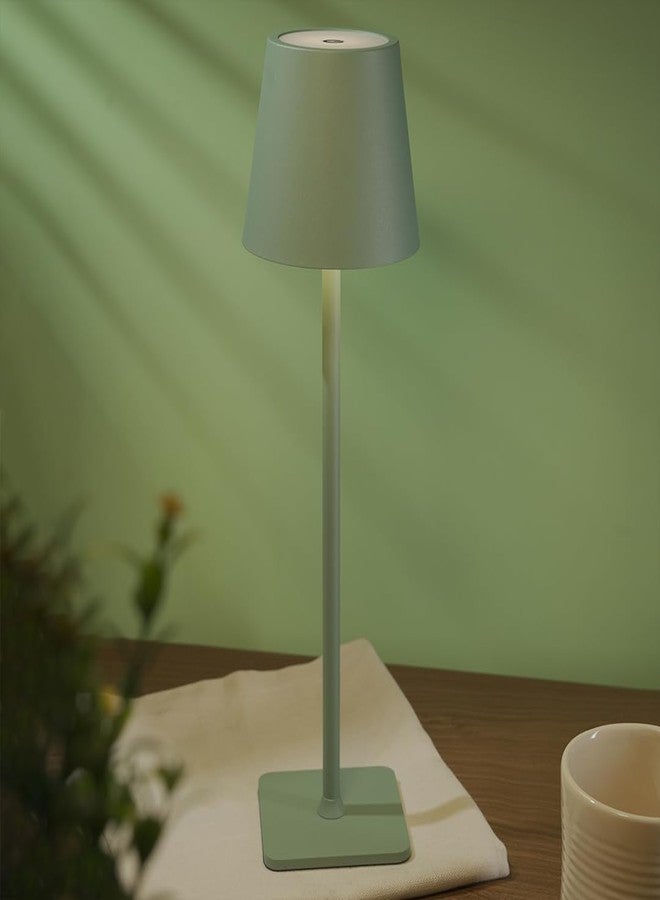 Chronos Conic Cordless LED Table Lamp - USB Rechargeable Portable Touch Control Dimmable 3 Light Color Tunable Table Lamp for Hotel, Cafe, Restaurant or Home for Bedside, Dining (Green) - Image 1