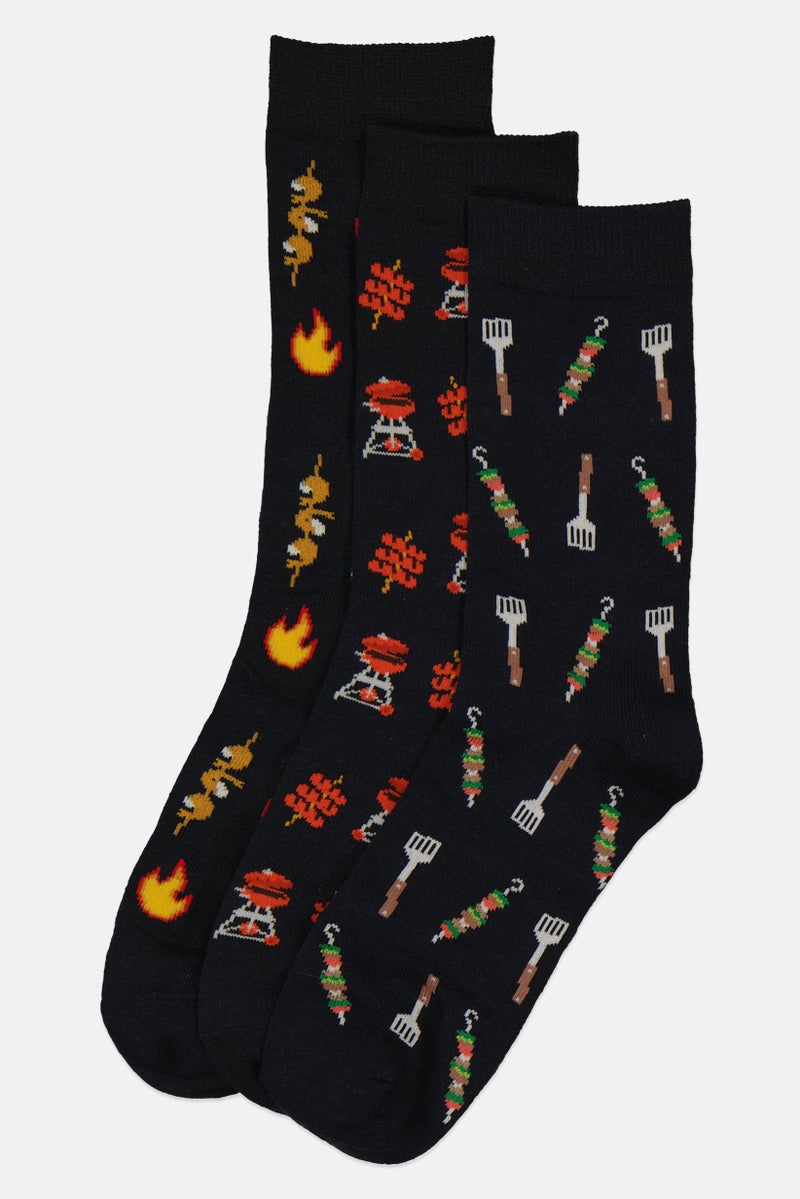 The Orrsum Sock Co Men 3 Pack Graphic Print BBQ Grill Socks, Multicolor - Image 1
