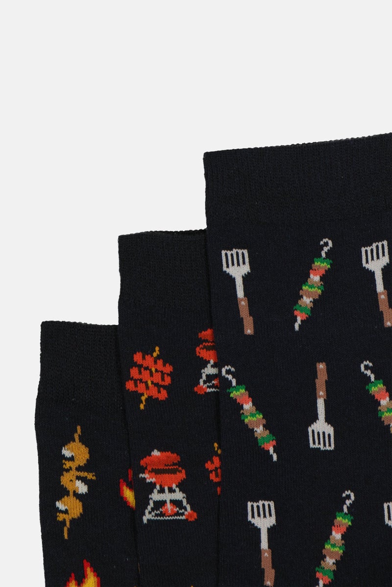 The Orrsum Sock Co Men 3 Pack Graphic Print BBQ Grill Socks, Multicolor - Image 2