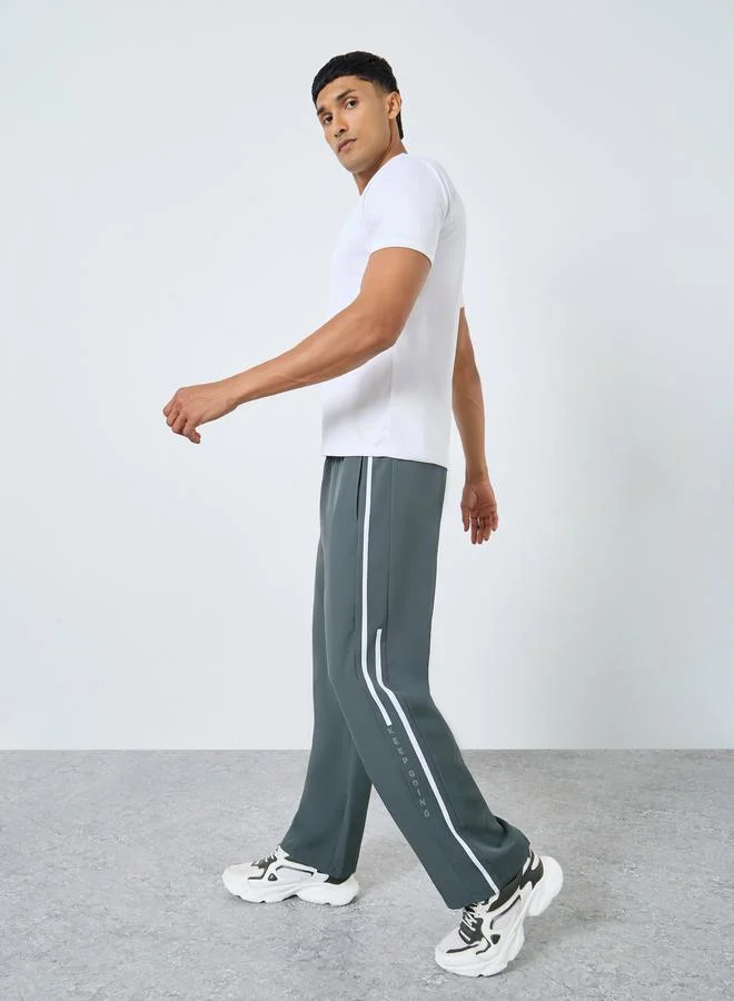 Styli Active Athleisure Track Pants with Side Panel and Print Detail