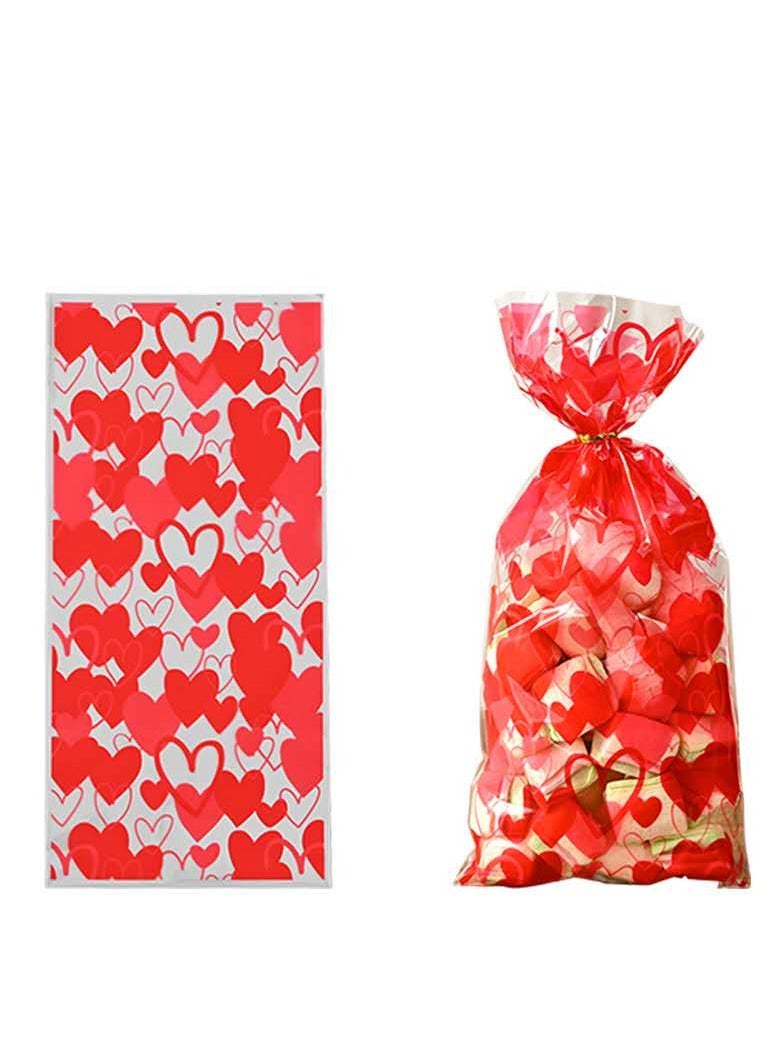 4 Styles Heart Shape Design (100Pieces) Cellophane Opp Flat Plastic Candy Gift Bags - Image 3