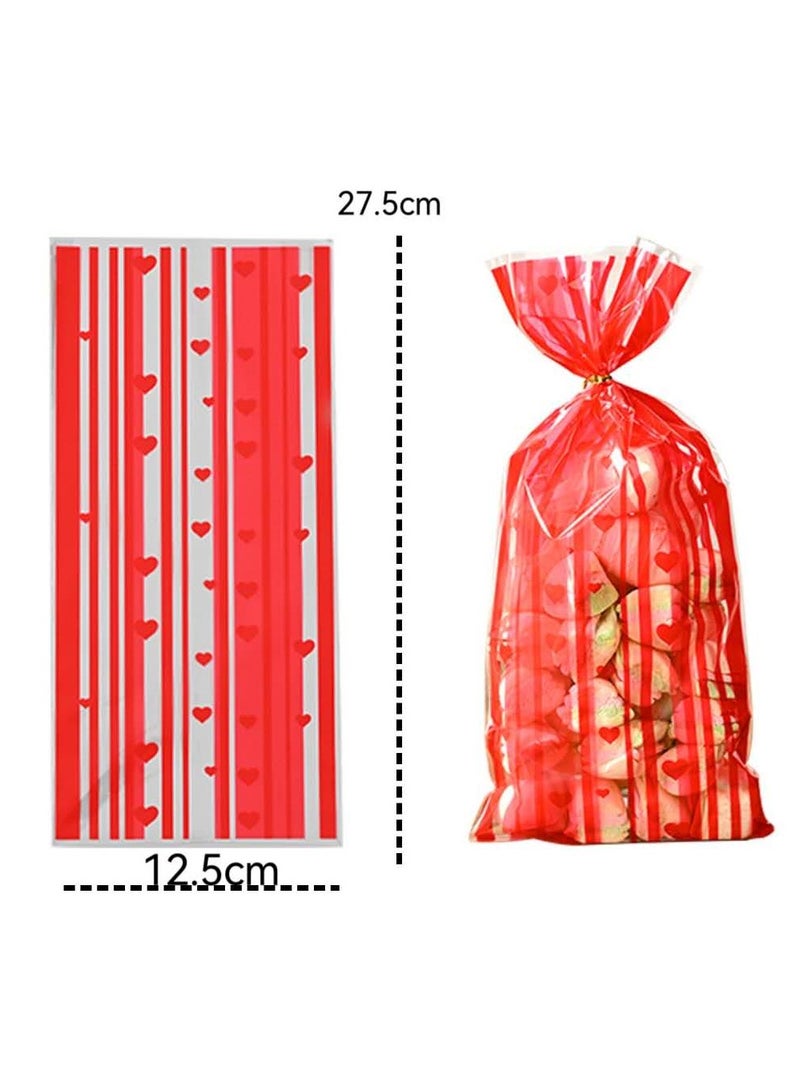 4 Styles Heart Shape Design (100Pieces) Cellophane Opp Flat Plastic Candy Gift Bags - Image 4