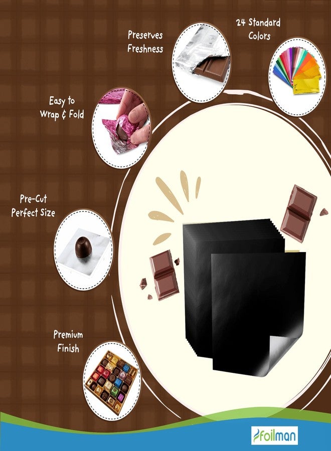 Foilman 500 Sheets Chocolate Wrappers Candy Wrappers Confectionery Foil sheets DIY Candy and Chocolate Wrapping For All Occasions Foil Wrappers - 3 x 3 Inch (Black) - Image 4
