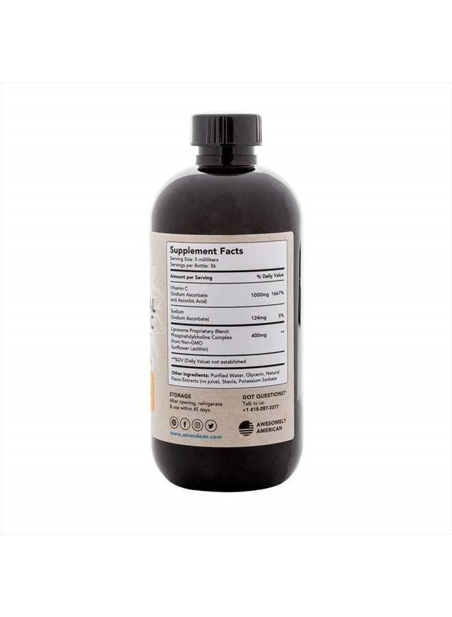 AMANDEAN Liposomal Vitamin C 1000mg. Liquid VIT C Supplement. Immune Support, Skin Health, Collagen Production. Fast Absorbing Antioxidant Delivery. Quali®-C, Soy-Free, Vegan, Non-GMO. - Image 2