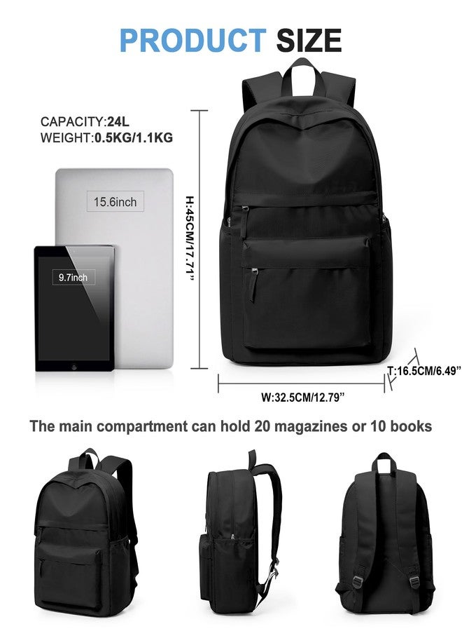 VGCUB Black School Backpacks Travel Book Bag Waterproof Work Light Aesthetic College Backpack for School Girls Boys Teens Mochilas Escolares Para NiÃ±as Casual Daypack for Women Men - Image 2