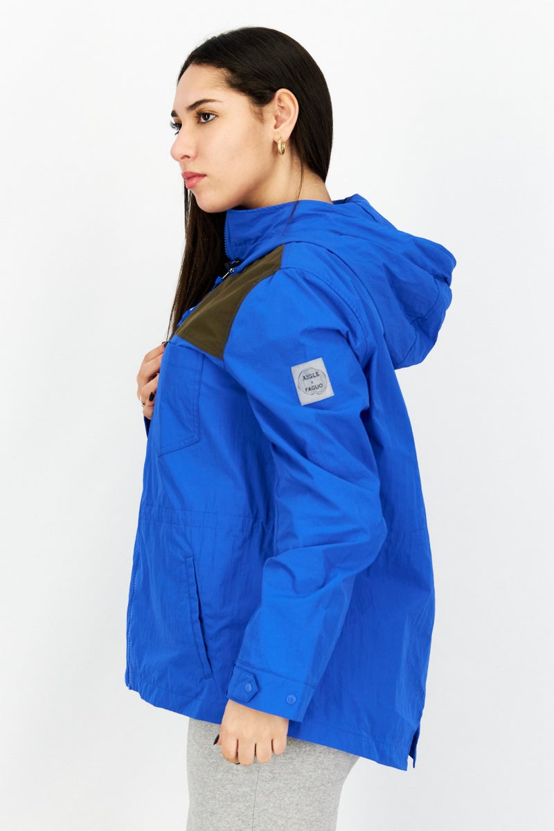 Aigle Aigle x Faguo Women Brand Logo Windbreaker Jacket, Blue - Image 4