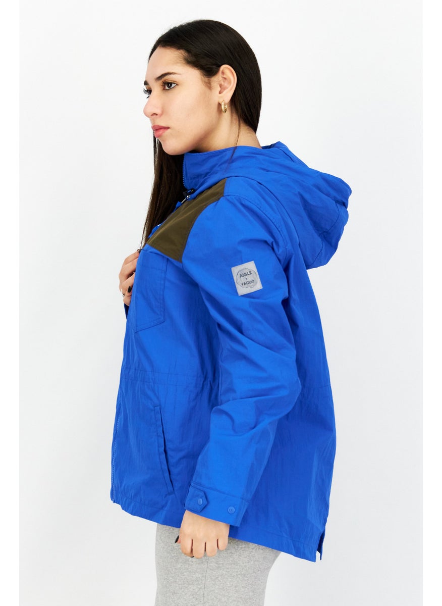 Women Brand Logo Hood With Drawstrings Windbreaker Jacket, Blue - pzsku/ZB01FD9A5CE4BBDC28D56Z/45/_/1737642218/3671c99a-e48c-4cc9-807f-5d511951f60e